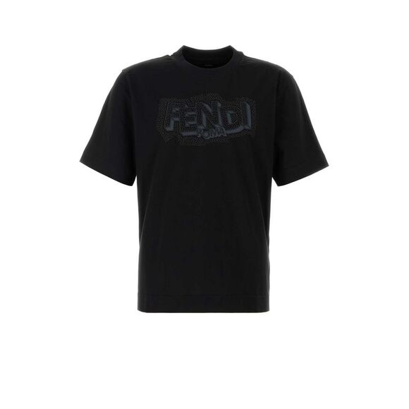 Fendi Men Black Cotton T-Shirt